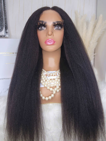 kinky Straight 5x5 HD Lace Custom Glueless Wig,