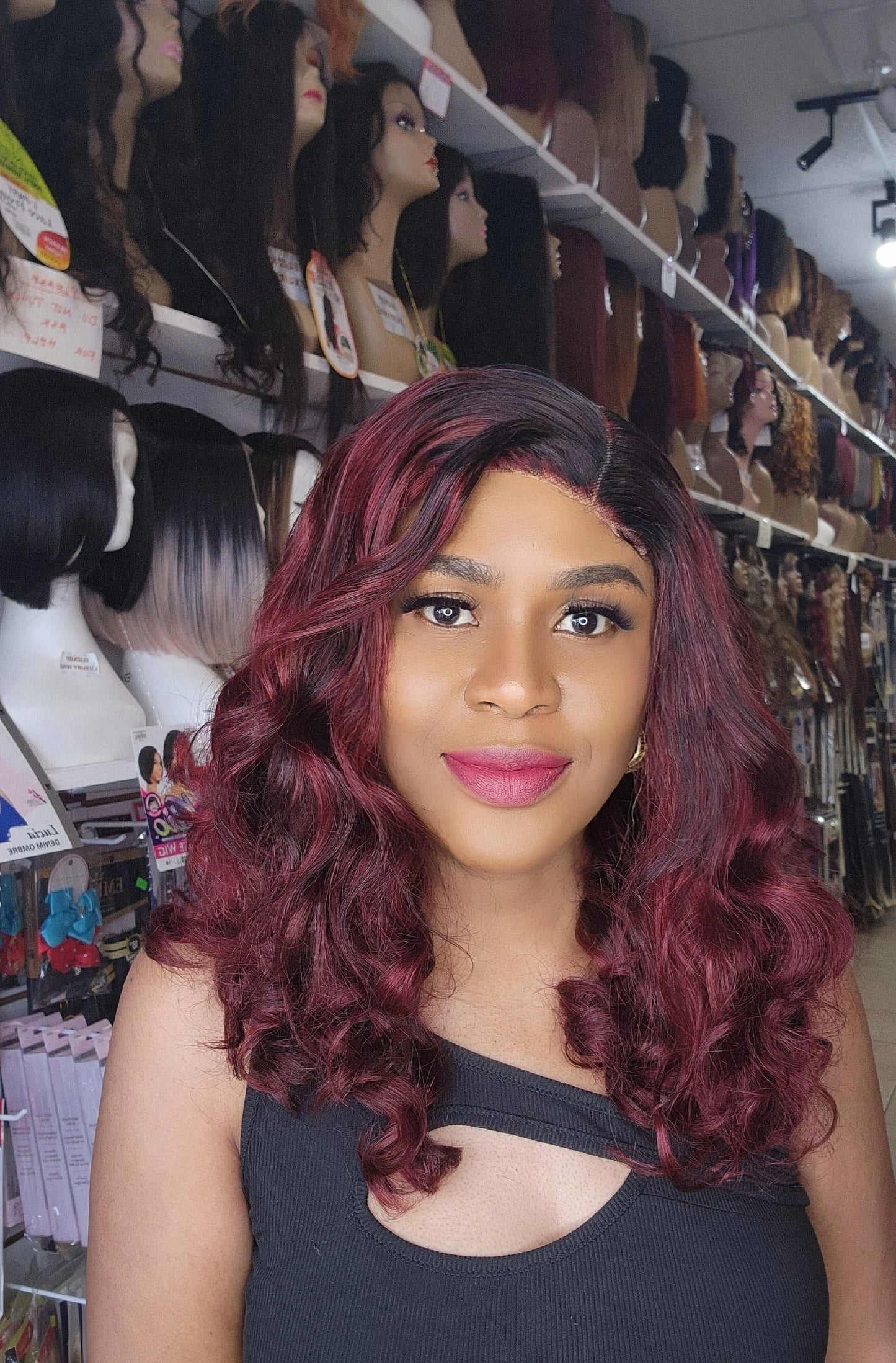 Queen Ruby Burgundy Bouncy curly Wig ( Available ready to ship)