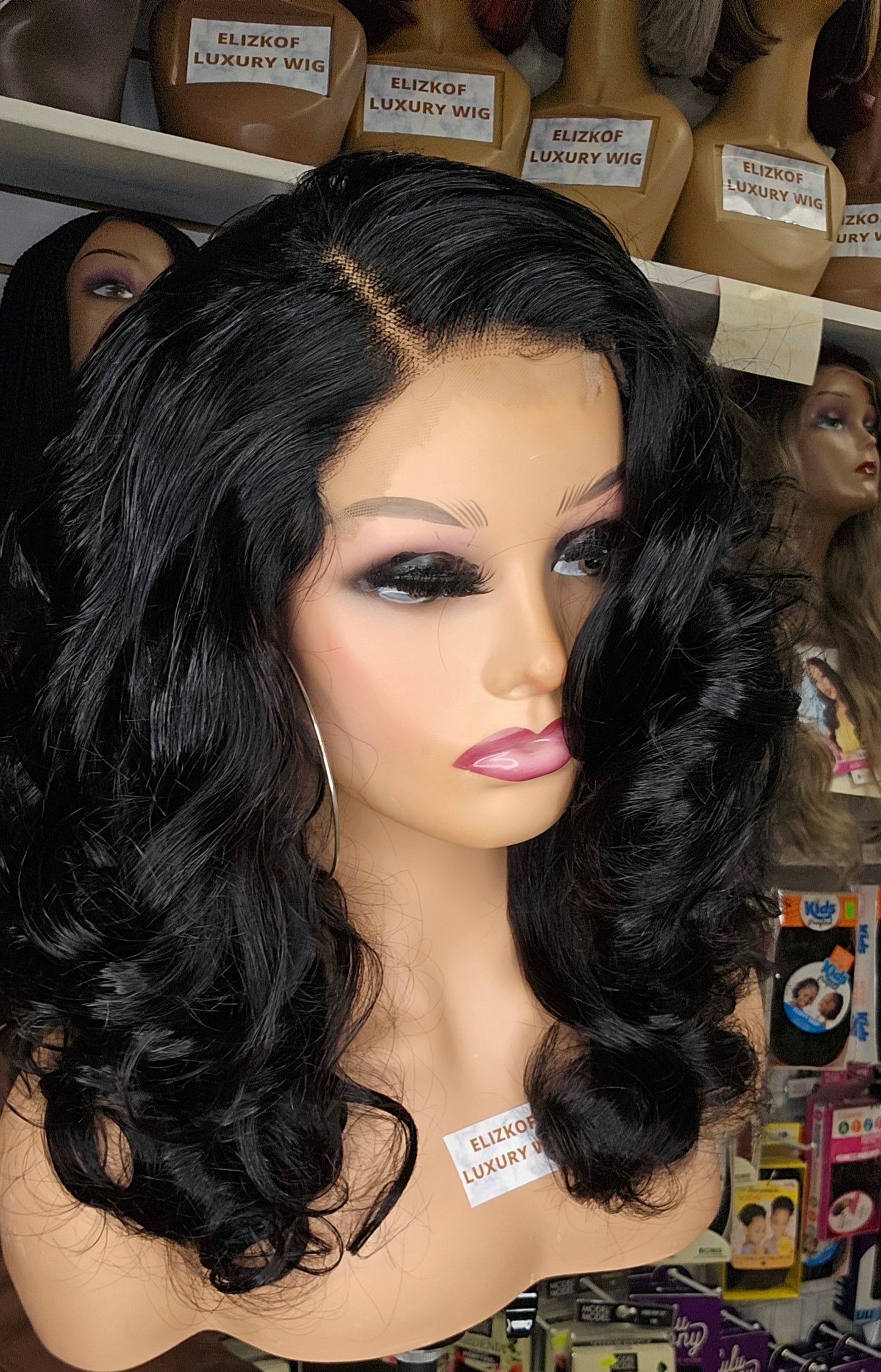 Bouncy Curly Wig with 5x5 HD Lace closure 14''-16'' Natural color