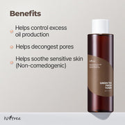 Green Tea Fresh Toner 200ml, 6.76 fl.oz | Korean Skincare | Toner for Oily Skin | Sebum Control | Hydrating and Refreshing