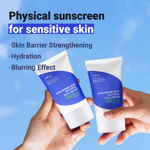 Hyaluronic Acid Natural Suncream SPF50 PA++++ 50ml Evens out skin tone | Lightweight sunscreen | Replenishes moisture