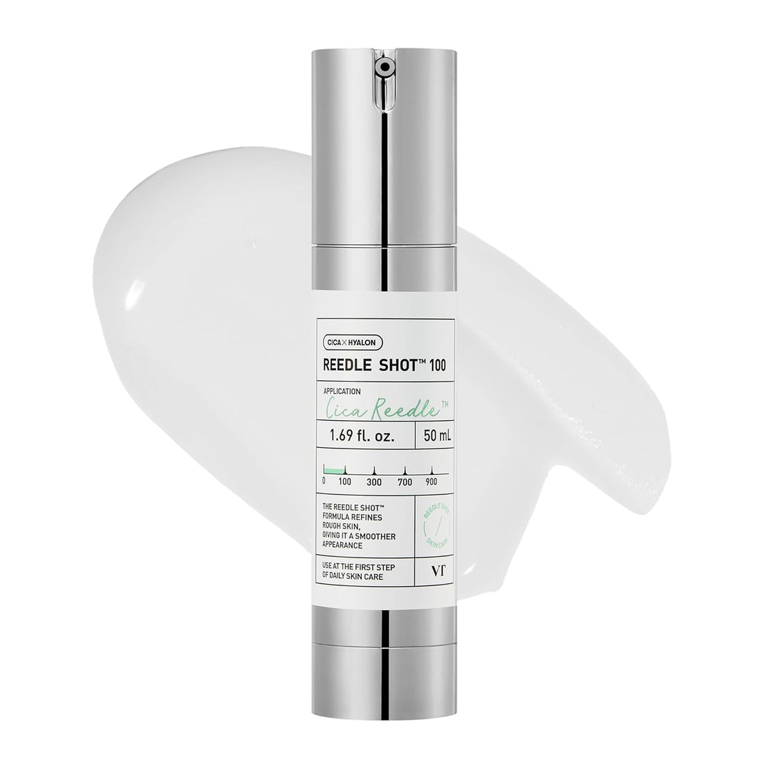 VT COSMETICS CICA Reedle Shot 100, Spicule Microneedling Serum for Pore Care &amp; Exfoliation, Exosome, Centella Asiatica for Glass Skin, Skin Texture, Korean Liquid Skin Booster (1.69 Fl Oz / 50ml) - elizkofbeauty