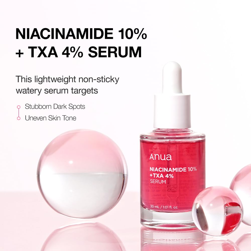 Anua 10% Niacinamide+ 4% Tranexamic Acid Serum, Ceramide, Hyaluronic Acid, Vitamin B12 natural color, for Sensitive skin, Korean Glass Skin, Fragrance-Free (30ml