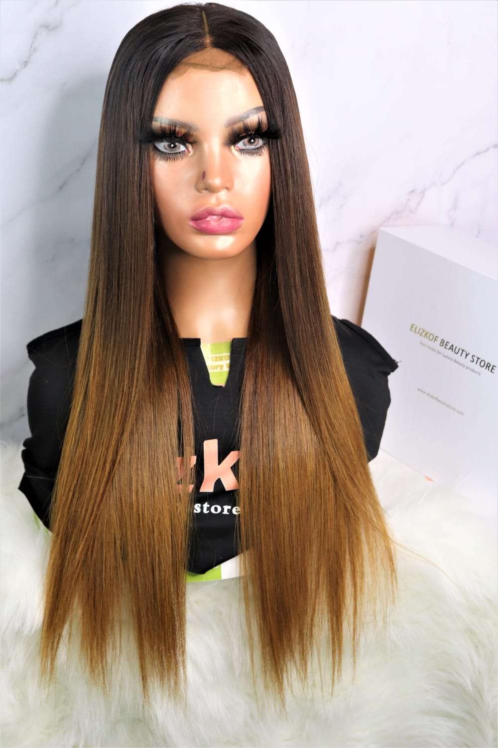 LUXURY BONE STRAIGHT GLUELESS WIG, MADE WITH 5X5 LACE CLOSURE 26''