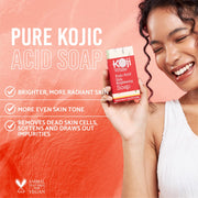 Koji White Pure Kojic Acid Soap | Glycerin Soap Bar for Gentle Skin Brightening and Exfoliation with Tea Tree, Coconut Oil, Hyaluronic Acid & Vitamin C