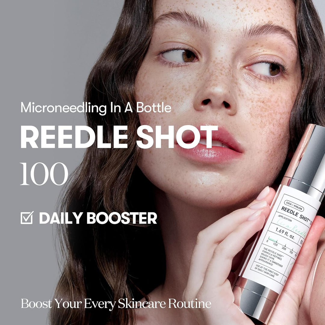 VT COSMETICS CICA Reedle Shot 100, Spicule Microneedling Serum for Pore Care &amp; Exfoliation, Exosome, Centella Asiatica for Glass Skin, Skin Texture, Korean Liquid Skin Booster (1.69 Fl Oz / 50ml) - elizkofbeauty