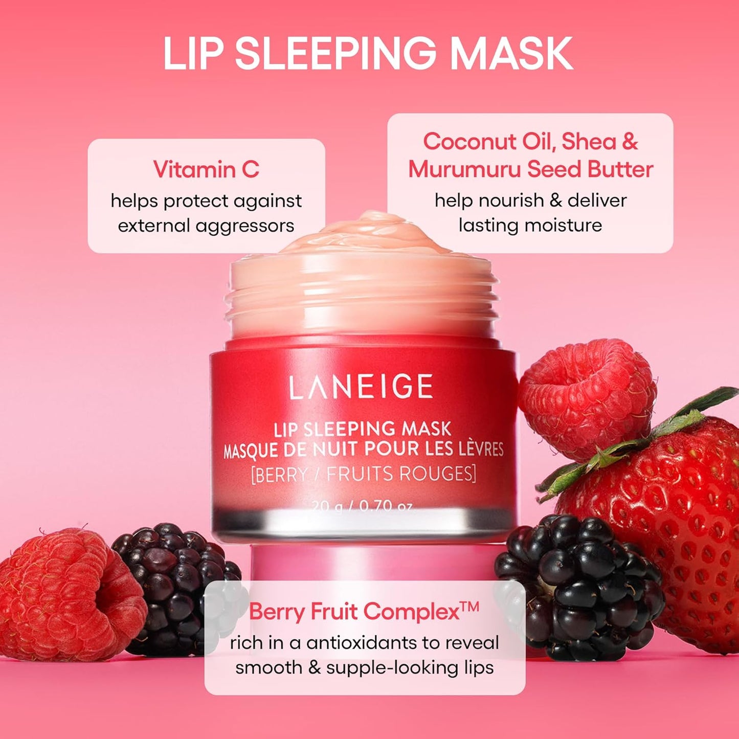 Lip Sleeping Mask EX Mini size :  Nourish, Hydrate, Vitamin C & Shea Butter, Antioxidants, Flaky, Dry Lips