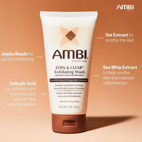 Ambi Even & Clear Exfoliating Wash Salicylic Acid Acne Treatment