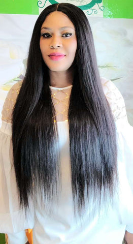 LUXURY BONE STRAIGHT GLUELESS WIG, MADE WITH 5X5 LACE CLOSURE 26''