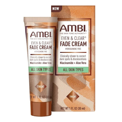 AMBI EVEN & CLEAR FADE CREAM - STUBBORN DARK SPOTS - ALL SKIN TYPES - 1OZ 30ML