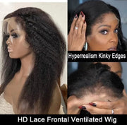 kinky Straight 5x5 HD Lace Custom Glueless Wig, - elizkofbeauty