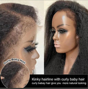 kinky Straight 5x5 HD Lace Custom Glueless Wig, - elizkofbeauty