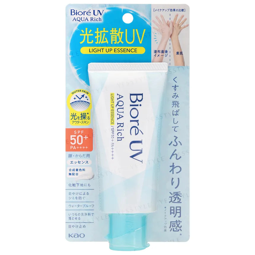 Sunscreen SPF50 plus   Biore UV Aqua Rich Light Up Essence/SPF50+ - elizkofbeauty