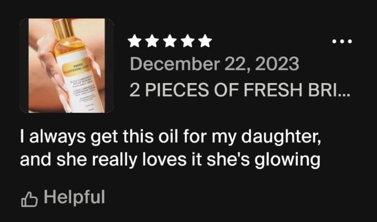 FRESH BRIGHTENING GLOW OIL-  BOTANICAL OIL BLEND IN 400ML . Carrot and Glutathione infused body oil. - elizkofbeauty