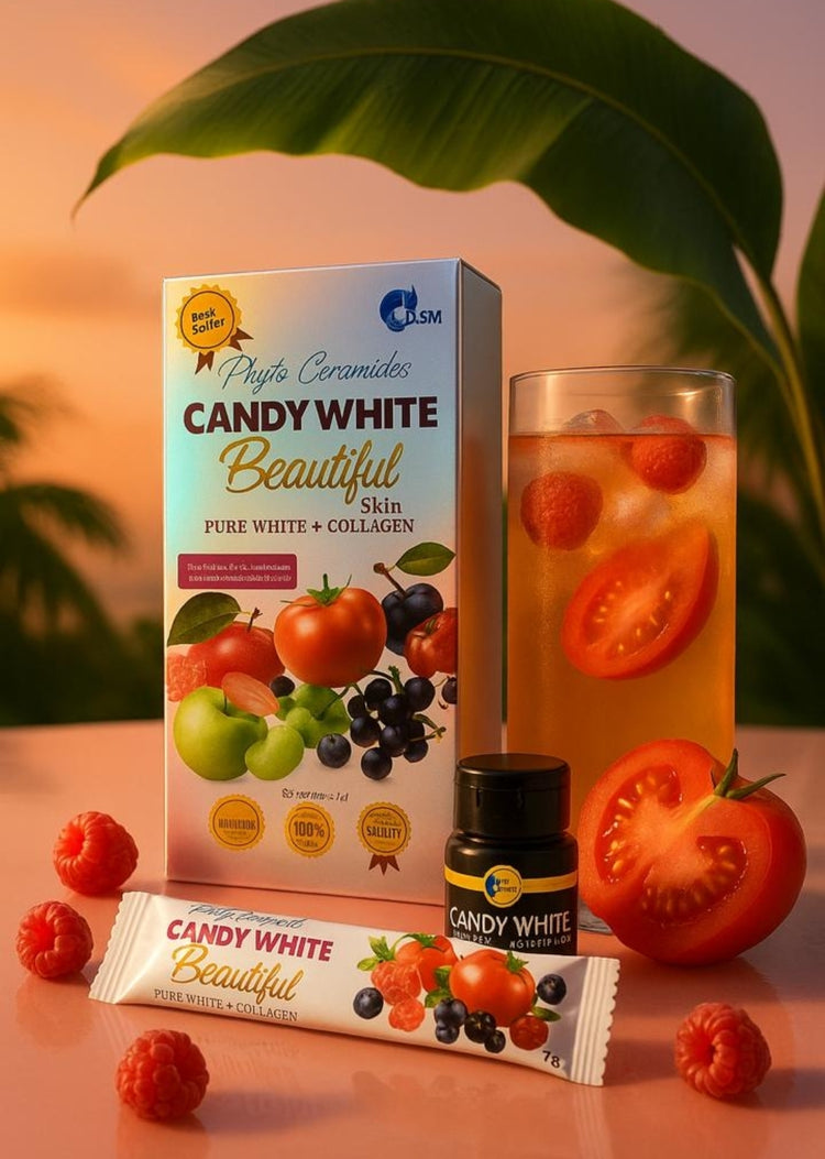 Candy White Skin Supplement, 30 Sachet + Collagen Booster & Phyto Ceramides - elizkofbeauty