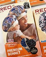 Red 2in1 mommy &me Premium Bonnet