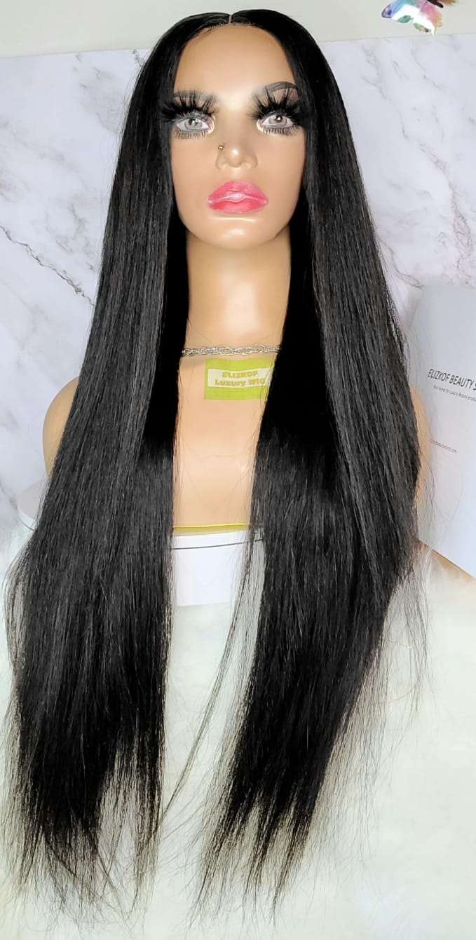 LUXURY BONE STRAIGHT GLUELESS WIG, MADE WITH 5X5 LACE CLOSURE 26''