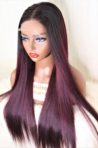 Burgundy Luxury Bone Straight Glueless Wig ( 26inches Long)  Available for shipping - elizkofbeauty