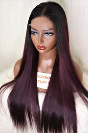 Burgundy Luxury Bone Straight Glueless Wig ( 26inches Long)  Available for shipping - elizkofbeauty