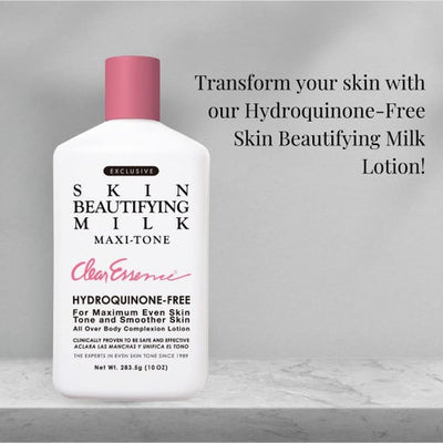 Clear Essence Exclusive Hydroquinone Free Skin Beautifying Milk Maxi-Tone - Body Lotion - Skin Care Body Moisturizer - Dermatologist Tested - Body Care Moisturizing Lotion For All Skin Types - 10 Oz
