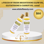 2 PIECES OF FRESH BRIGHTENING GLOW OIL. GLUTATHIONE & CARROT OIL. 200ml