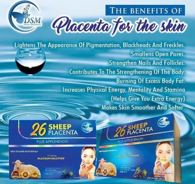 26 SHEEP PLACENTA PLUS APPLEHENON BY DSM: FOR RADIANT AND WHITENING SKIN BOOSTER.24 Sachets