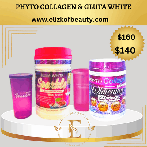 GLUTA WHITE SPARKLE L-GLUTATHIONE PLUS & Phyto Collagen King of Whitening 19x Stem Cell 65,000mg L-Glutathione