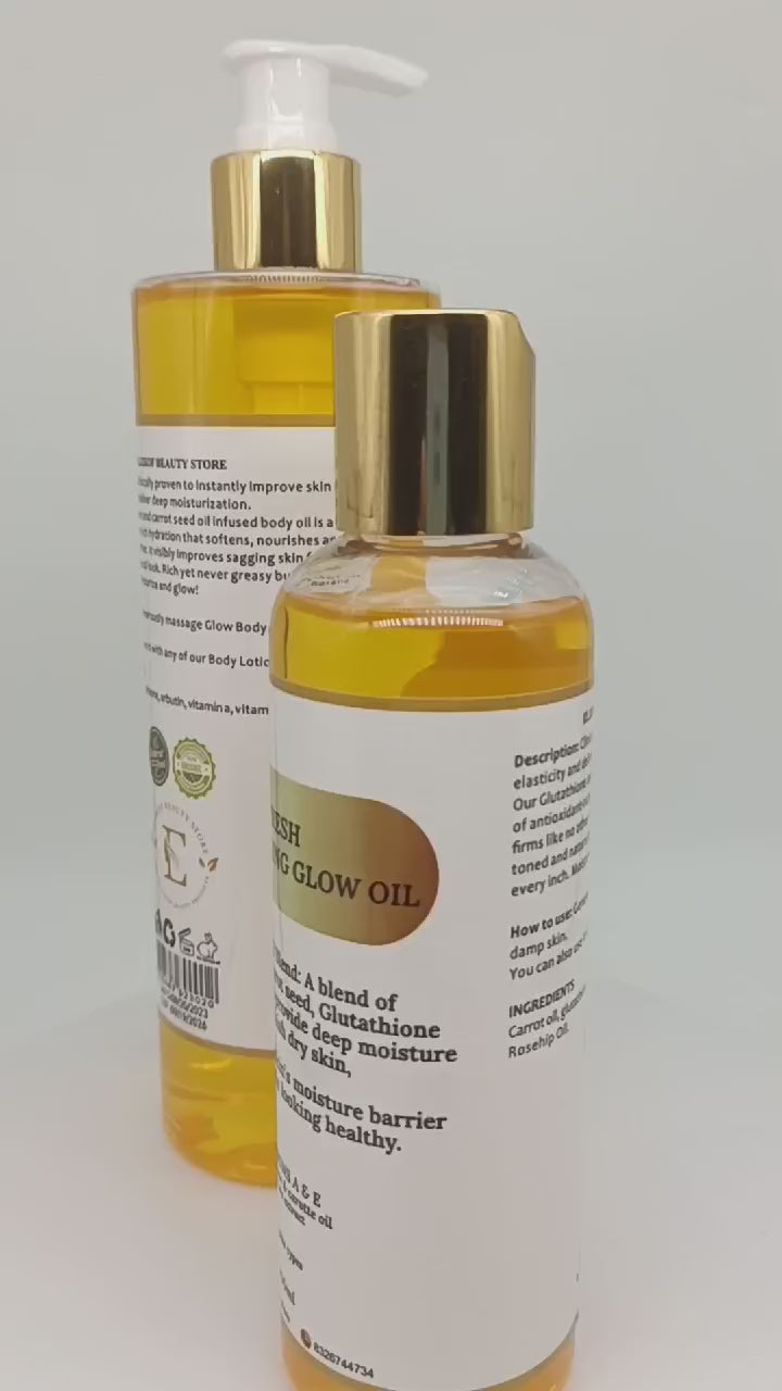 FRESH BRIGHTENING GLOW OIL-  BOTANICAL OIL BLEND IN 400ML . Carrot and Glutathione infused body oil.